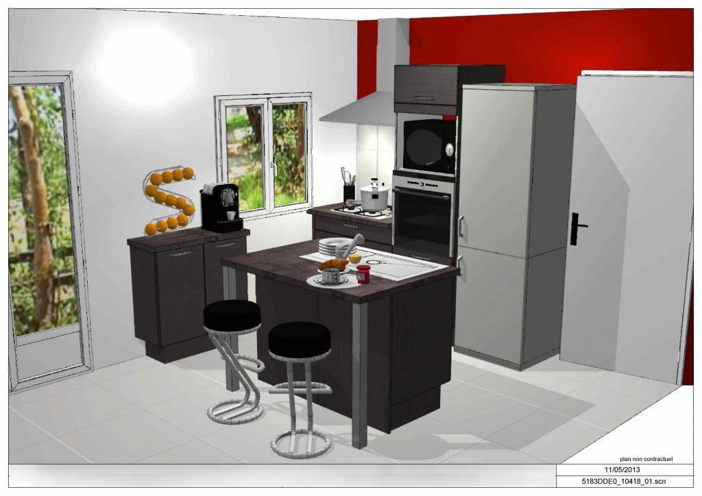 Plan 3D de la future cuisine