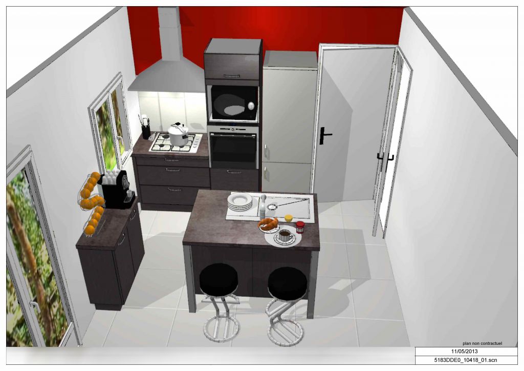 Plan 3D de la future cuisine
