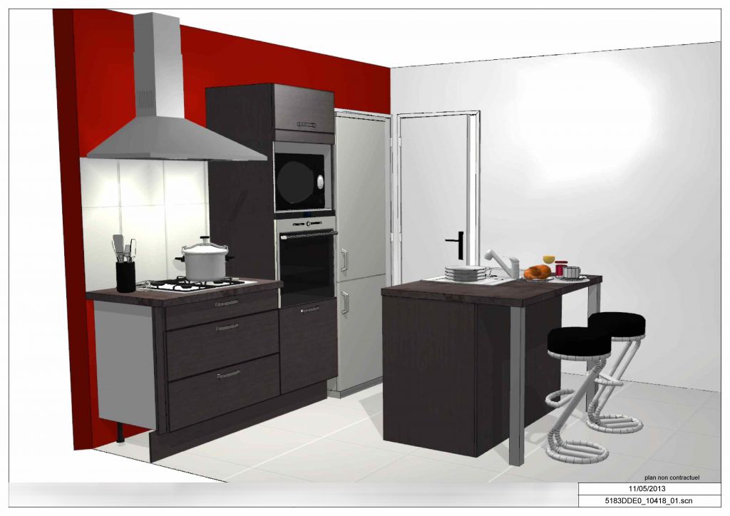 Plan 3D de la future cuisine
