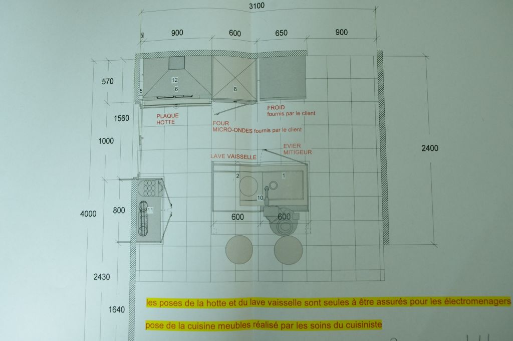 Plan de dessus de la future cuisine