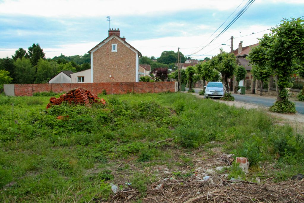 Depuis la parcelle voisine, vue dans le sens descendant de la rue (la gare est derrire l'appareil).