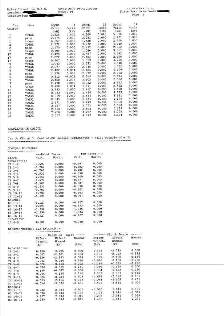 note calcule charpente