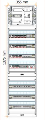 GTL Drivia avec tableau d'abonn, tableau de rpartition 4 ranges, tableau de communication 3 ranges Legrand optimum auto. Le tout sur 18 modules