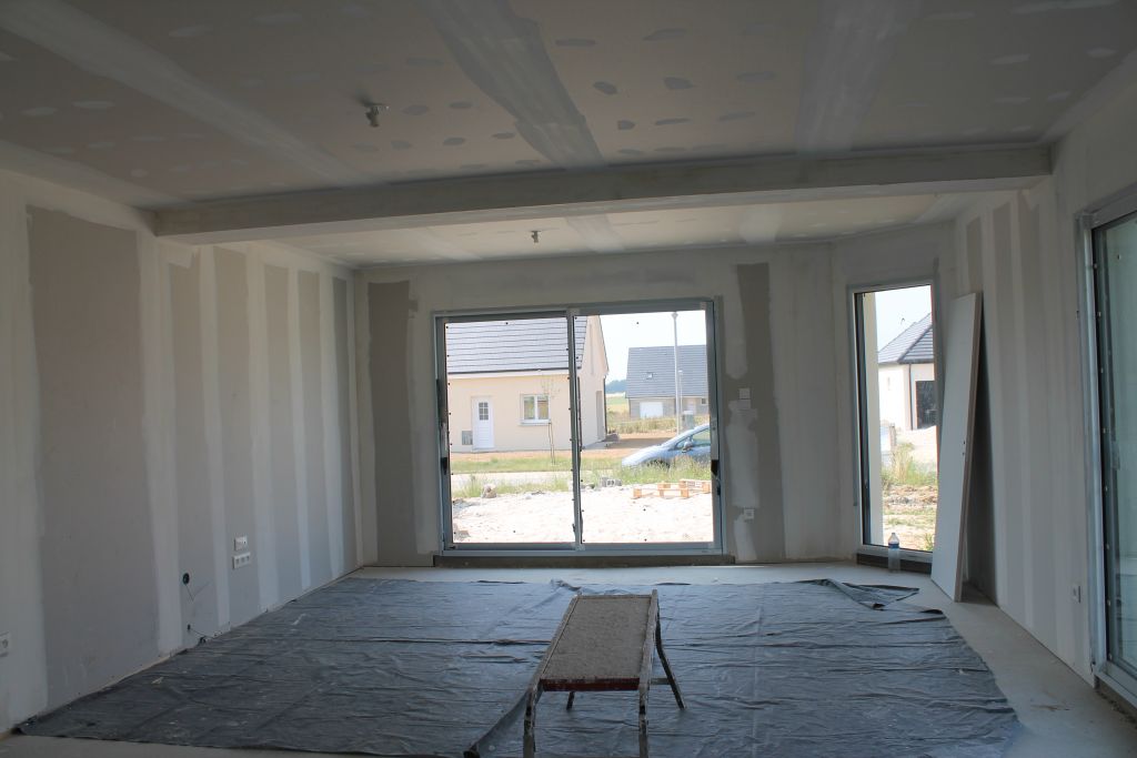 Salon et salle a manger plaqué et enduit