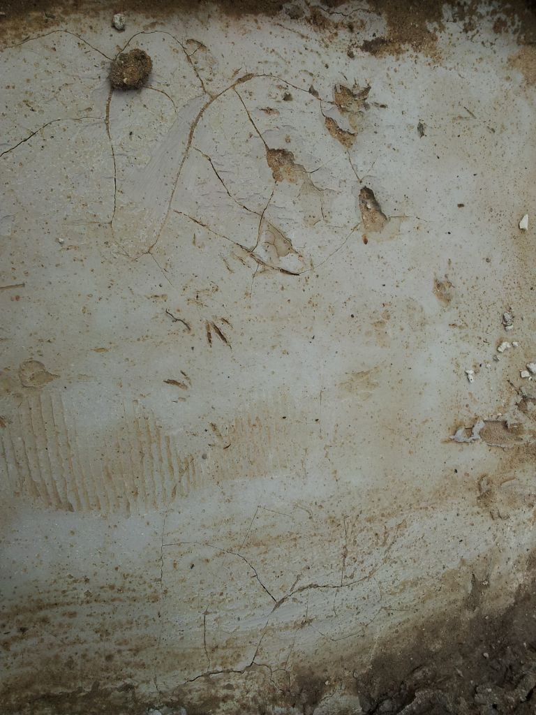 Après le séchage de la semelle, 1 semaine sous l'eau et avec la zone inondée on voit apparaitre des fissures assez importantes.
<br />

<br />
Malgré tout il nous est dit que ce n'est pas grave (constructeurs comme amis) et que ça ne génera pas la solidité de la maison