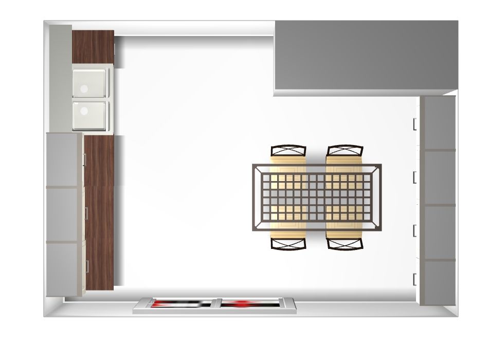 Premières esquisses de la cuisine (surface 12 m2)