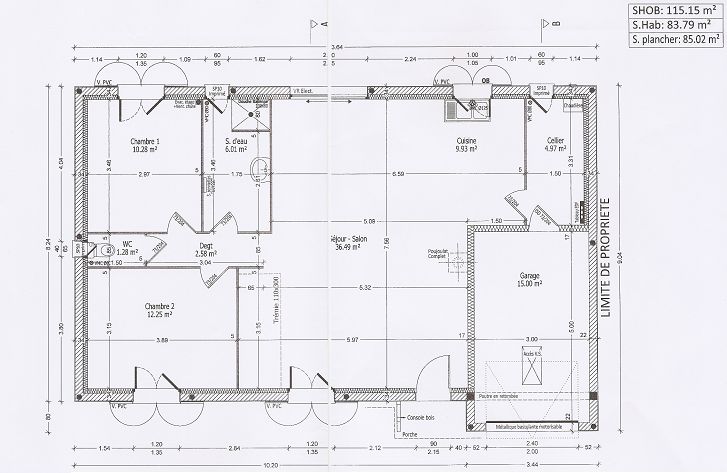 Plan de la maison (vue du RDC)