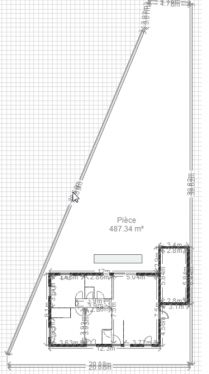 plan de maison sur un terrain triangle