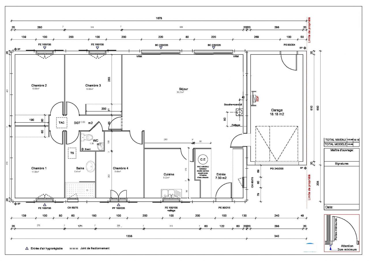 plan maison t5 104m