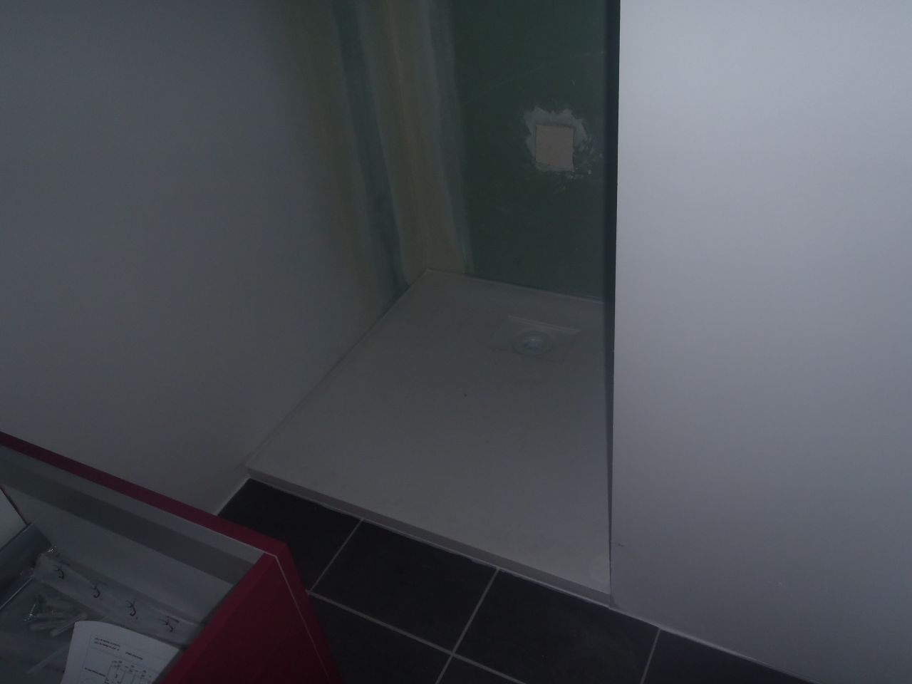 receveur mis en place, avant faience