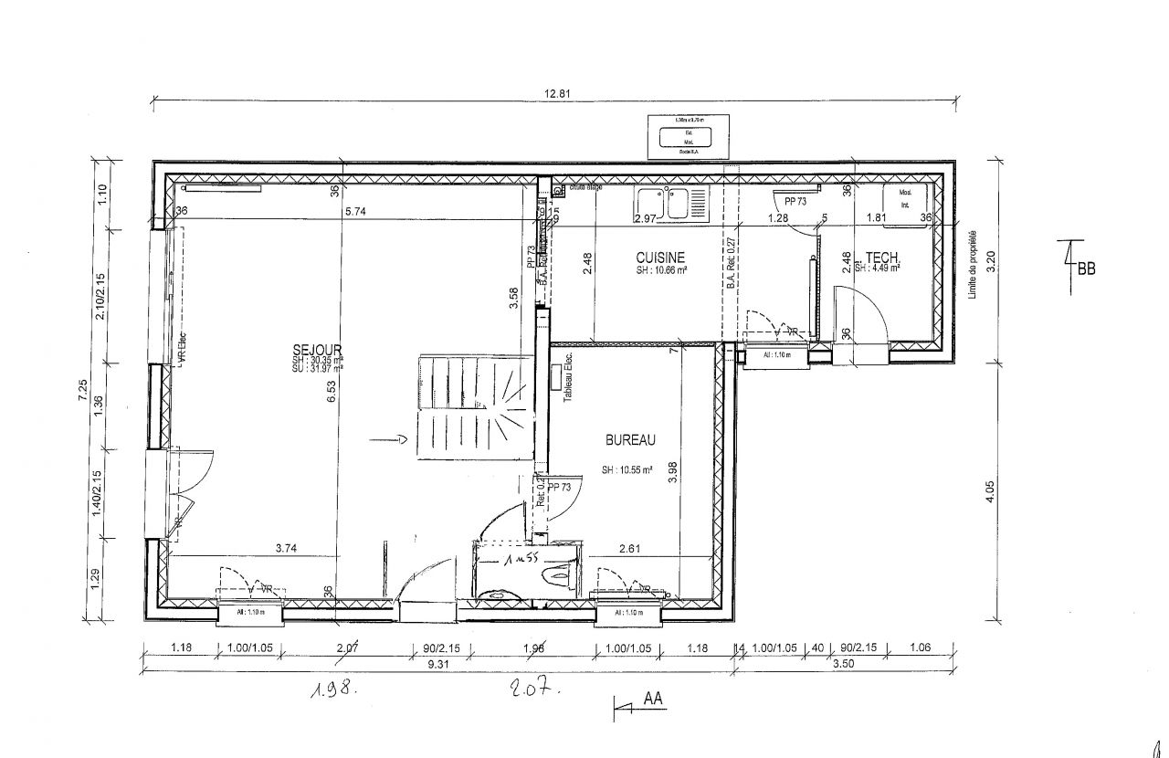 Modification : positionnement WC ct bureau