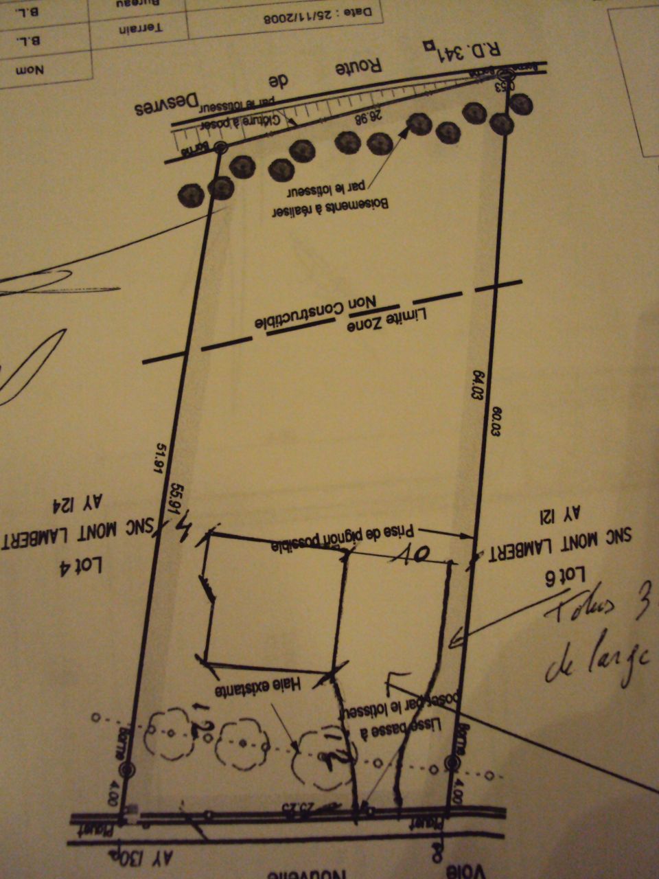 plan terrain avec implantation