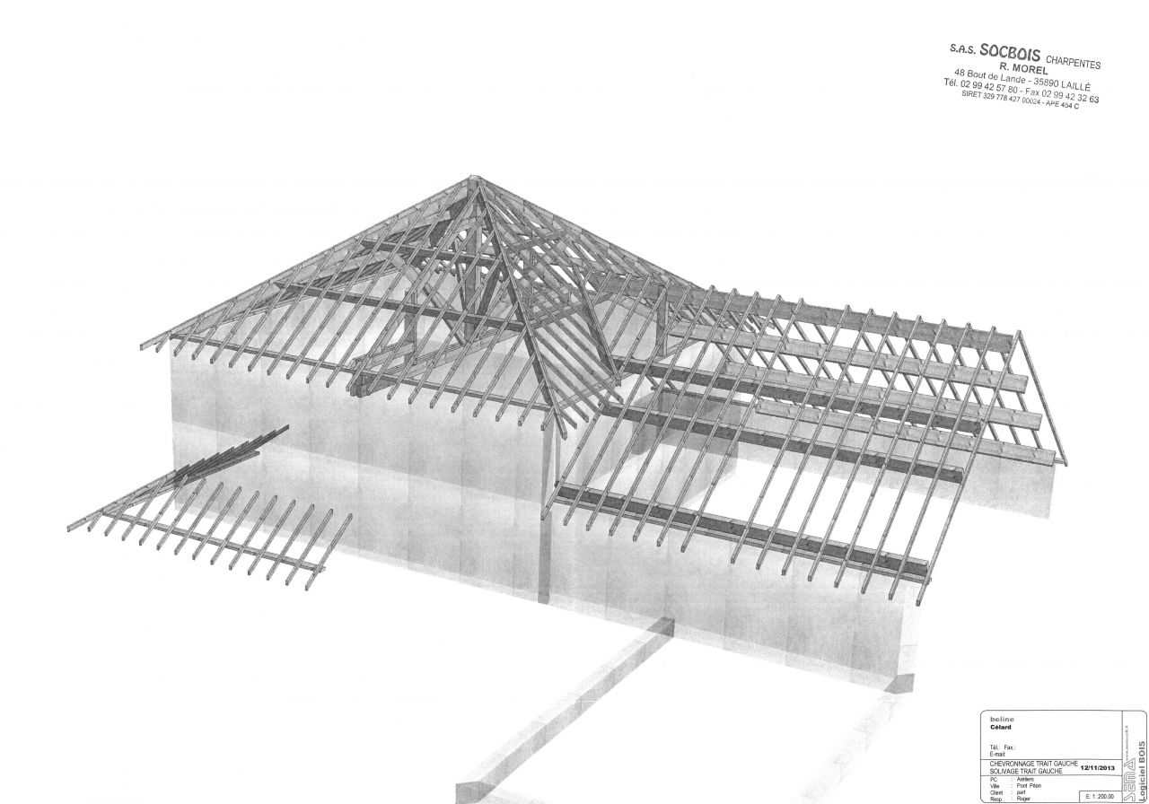 Plan technique pour la ralisation de la charpente n1