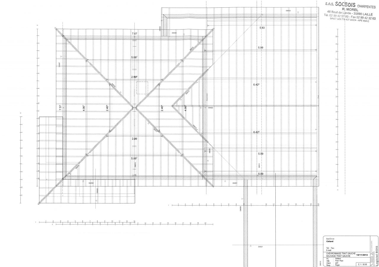 Plan technique pour la ralisation de la charpente n2