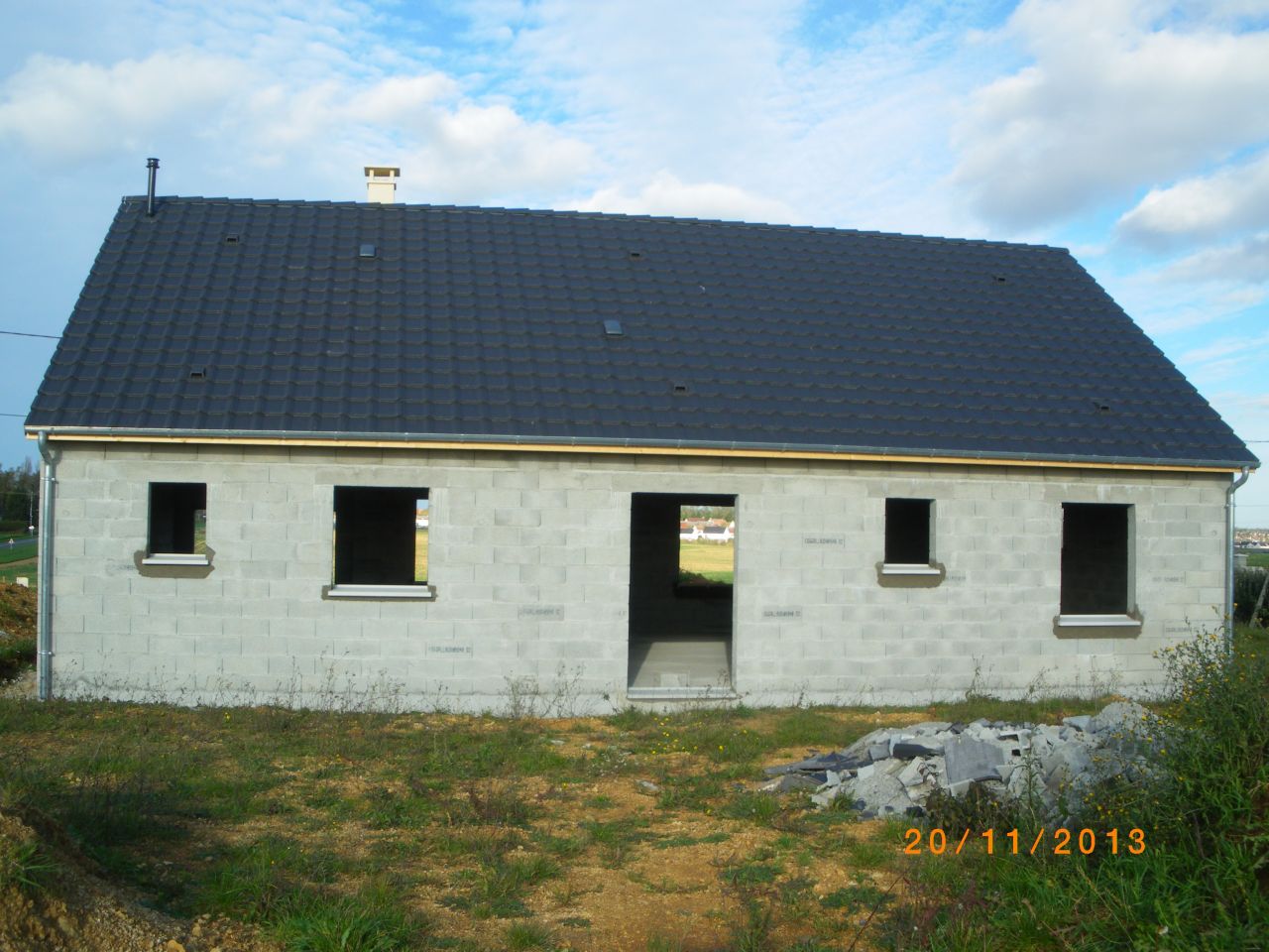 pose des appuis de fenetres et seuil de porte fenetre ,facade arriere