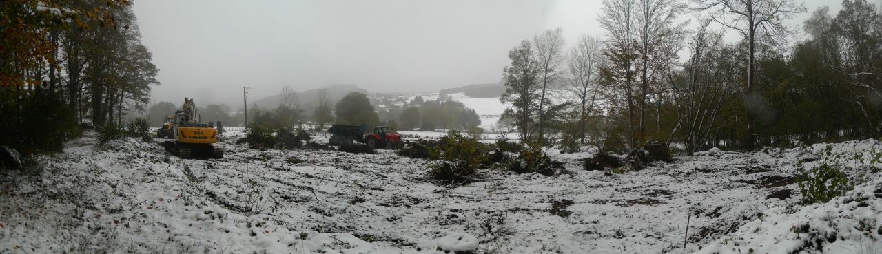 Une vue panoramique aprs qu'une bonne partie du dessouchage ait t opr