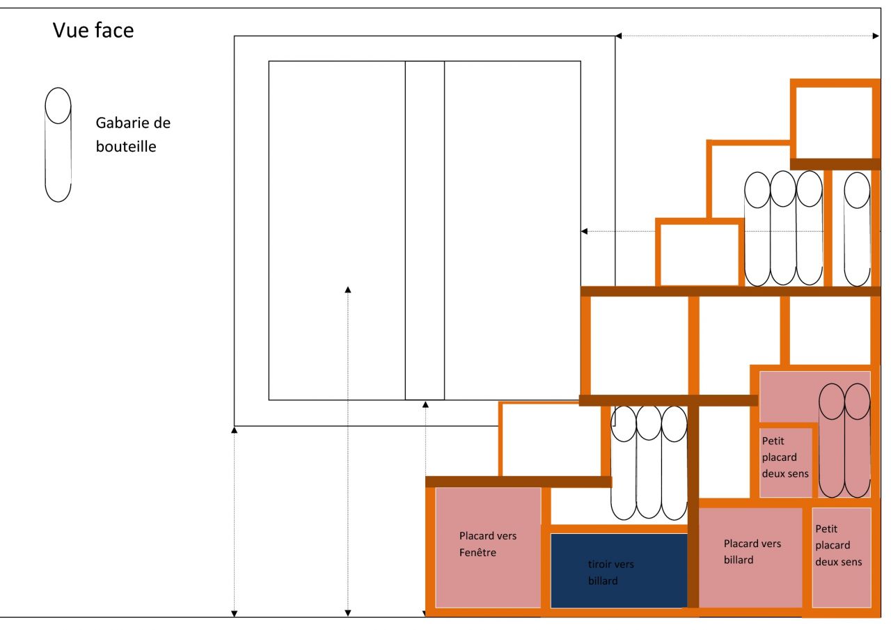 Mon premier meuble pour cette maison, et mon quatrime en tout.
<br />
Ma femme voulait une tagre en escalier, et moi un bar, donc je dois allier les deux.