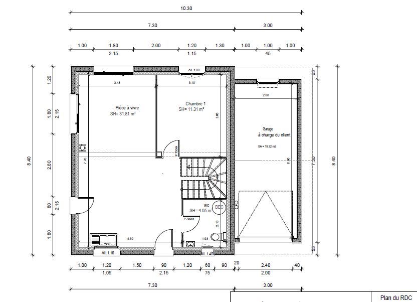 Voici un apru du plan du Rez-De-Chausse, merci de m'indiquer si vous y voyez quelques modifications a apporter