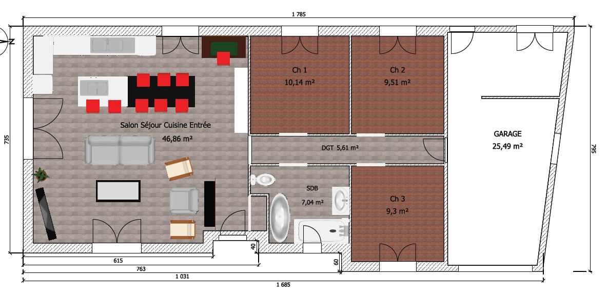 plan de maison effectuer sous sweet home 3d