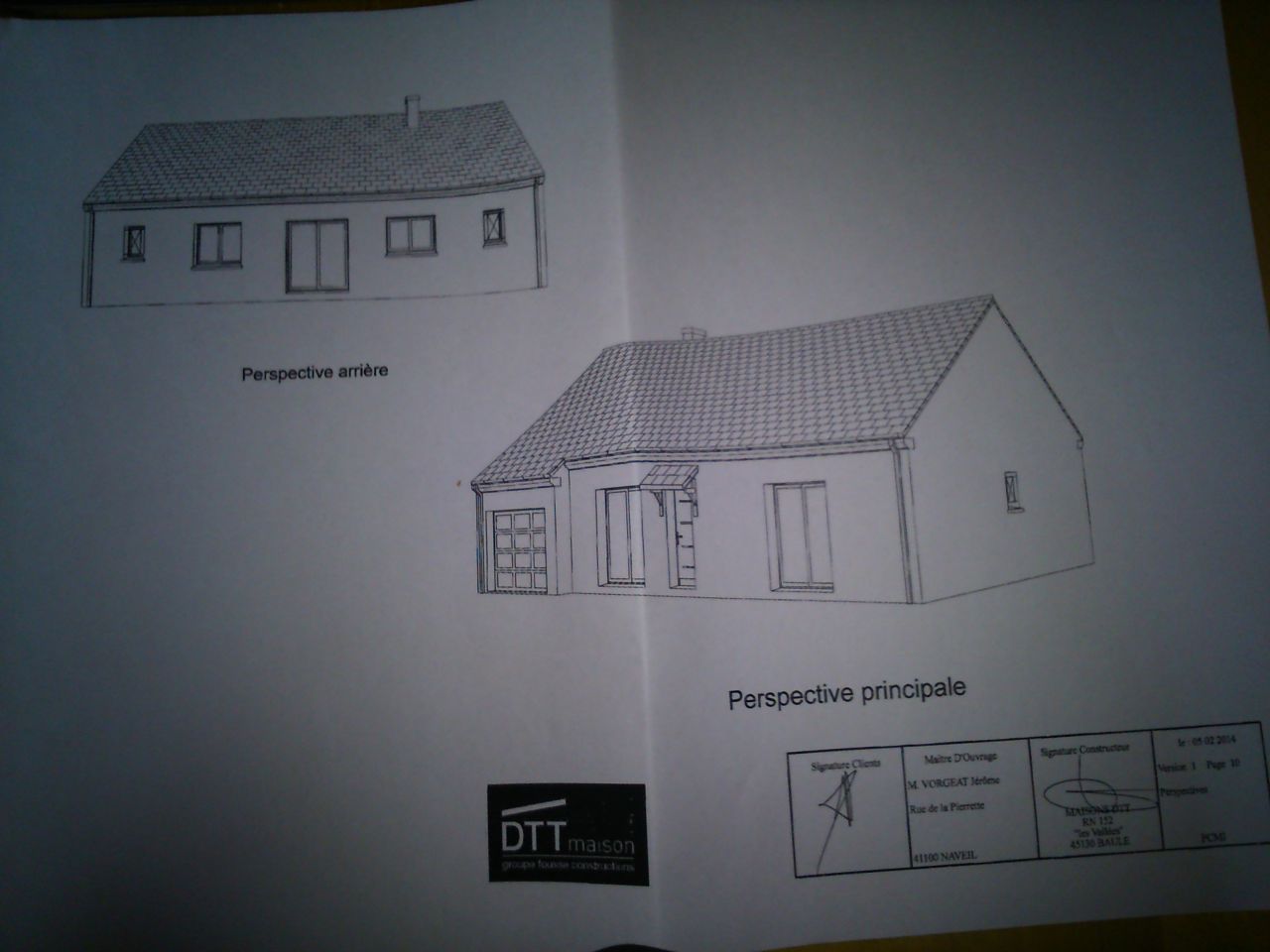 Plan de perspective de la maison.
<br />
Modle IVA personnalise.