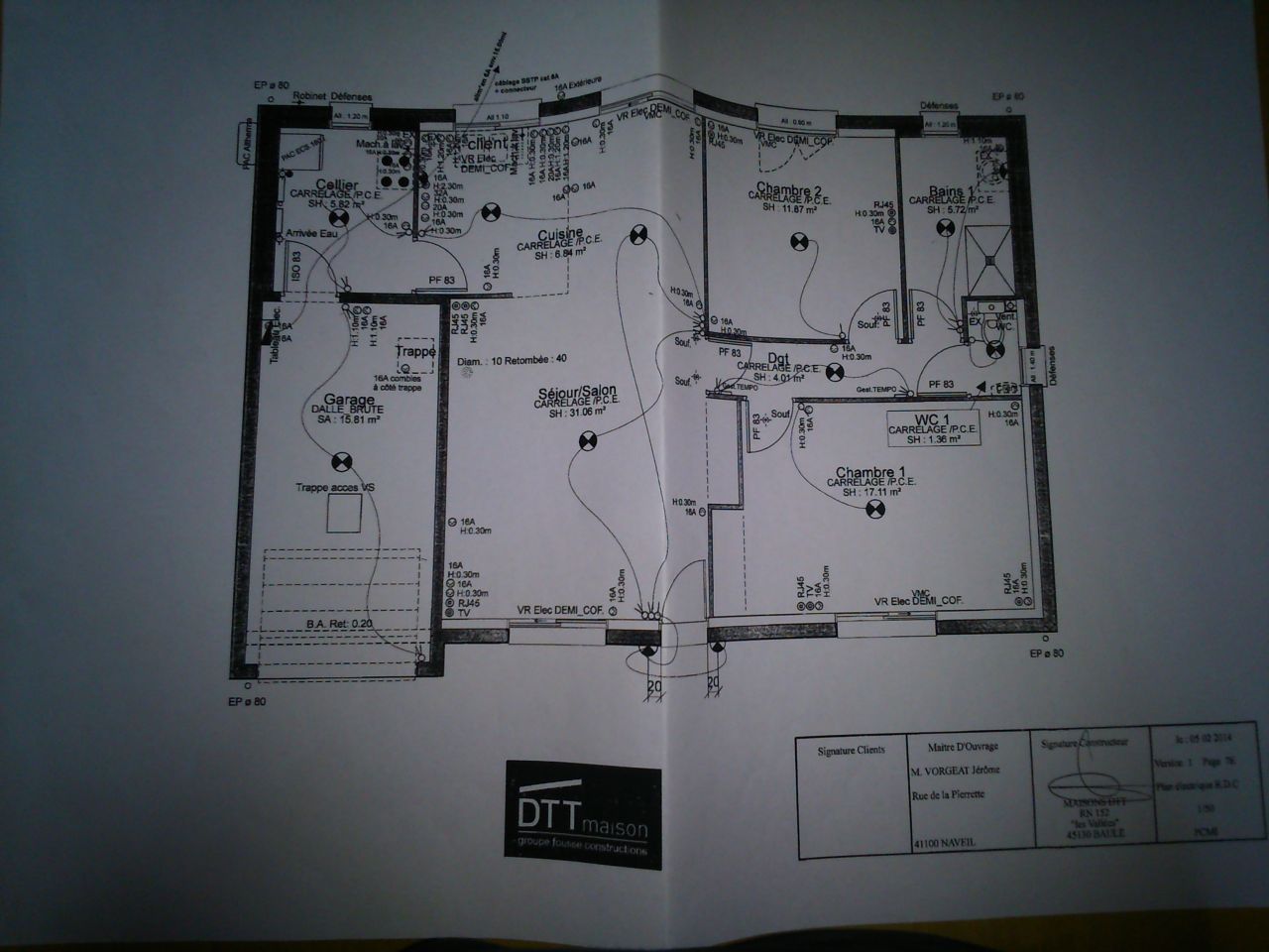 Plan de la zone habitable et du garage
<br />
Plan de principe mais non dfinitif