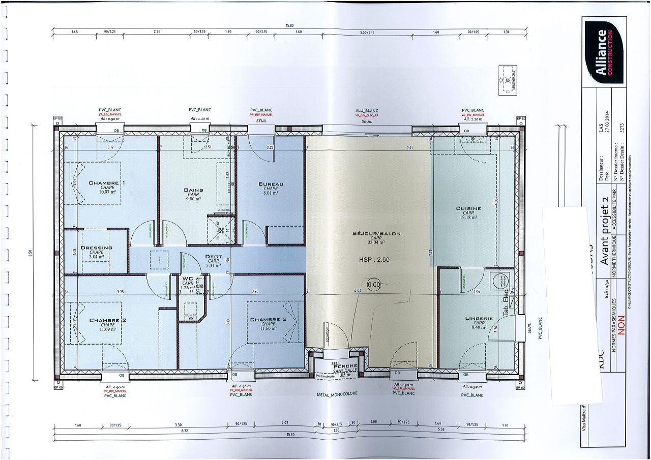 Voici le plan de notre maison ! 
<br />
Pour information : 
<br />
Il va avoir une porte pour la sparation du couloir/sjour, et le <a href=