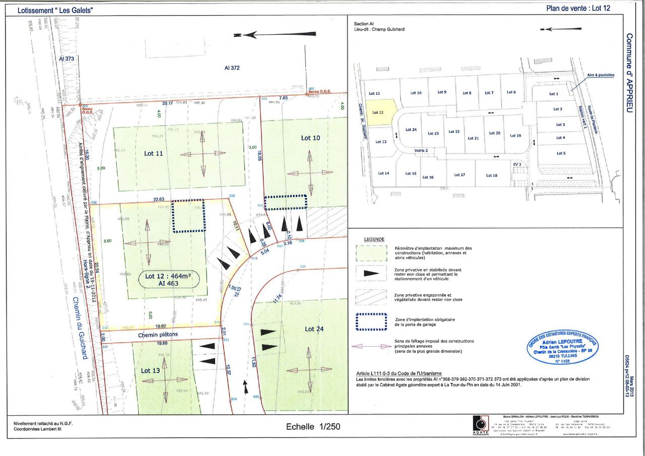 Voici le plan nivellement rattach au NGF