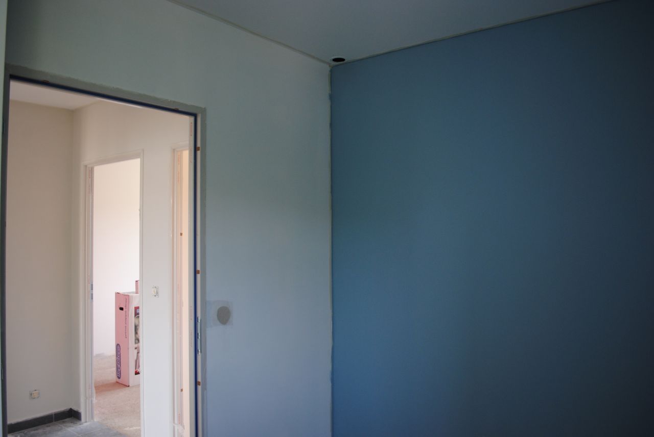Salle de bain bleu/blanc en cours