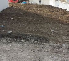 Terrassement repris hier, finalement le timing est parfait (bonne synchro avec les maçons qui ont monté le mur)