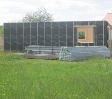 Pose des murs en bois