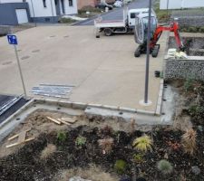 Fondations pour gabions en haut du talus