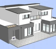 3D coté sud avec terrasse béton.