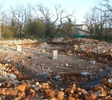 Ferraillage posé sur béton de propreté