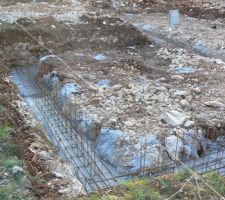 Ferraillage posé sur béton de propreté