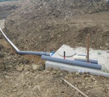 Raccordement cuve béton 5000L et système d'infiltration des eaux de pluie avec cagettes SAUL.