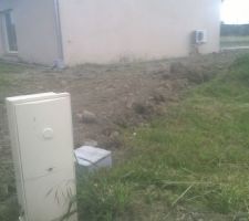 Terrassement/ Puisard pluviale et passage gaine en sol ( eau   raccordement, EU   raccordement tout à l'égout, Telecom et electricité)