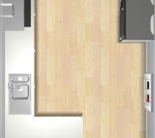 Plan quasi-définitif de la cuisine (fait avec le logiciel 3D du suédois)