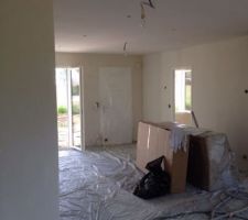 Enduit en train de sécher, ok a bien bosser!!