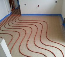 Mise en place isolant et tube de chauffage