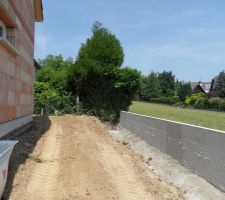 Réalisation de murs de soutènement côté Nord Est du terrain Environ 21 ml
