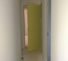 Peinture porte WC rdc vert-jaune