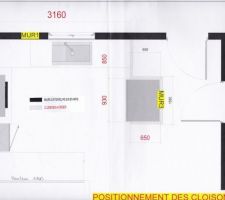 Voici le plan de la cuisine pour les cloisons à créer