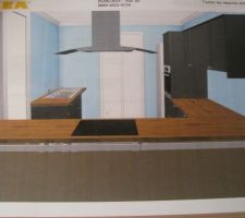 Vue 3d cuisine le mur près de l'évier est de 1,10m