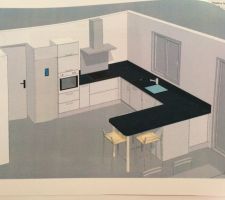 Vue 3D de la cuisine commandée