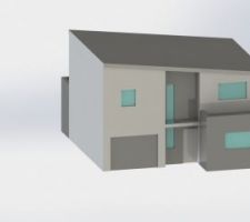 Voici le dernier visuel que nous avons rapidement fait sur ordinateur. L'architecture de la maison a légèrement évolué pour répondre aux contraintes du lotissement.