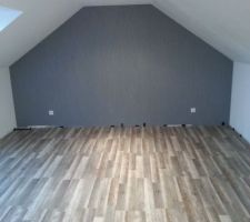 Pose parquet fini en attente des plinthes