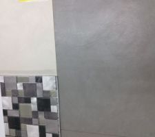 Choix carrelage sol (gris) et murs (blanc)sdb des enfants avec frise en 10cm