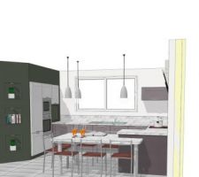 Vue de la cuisine depuis le salon-séjour