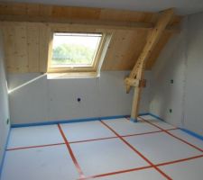 Chambre 1 pose de l'isolant