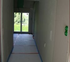 Couloir haut pose de l'isolant